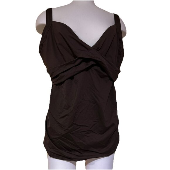 Lands' End Other - Land's End Womens Crossover VNeck Modest Tankini Top 18W Brown Plus Size